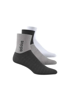 Lot de 3 paires de chaussettes hautes grises bicolores avec nom de la marque