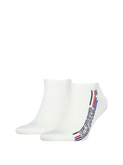 Lot de 2 paires de chaussettes en coton mélangé blanches unies coupe courte