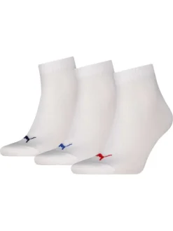 Lot de 3 paires de chaussettes blanches unies tailles basses avec logo cousu