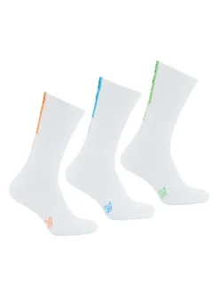 Lot de 3 paires de chaussettes hautes blanches brodées en mutlicolore