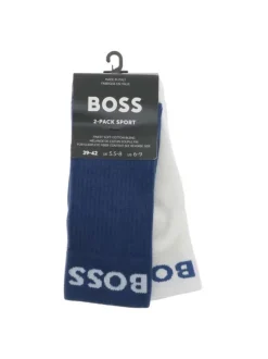 Lot de 2 paires de chaussettes hautes multicolores unies avec marque sur le haut