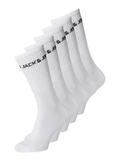 Lot de 5 paires de chaussettes hautes en coton mélangé blanches unies coupe haute