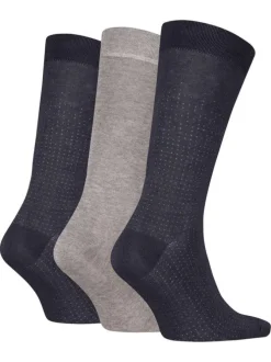 Lot de 3 paires de chaussettes hautes grises et marine en coton mélangé