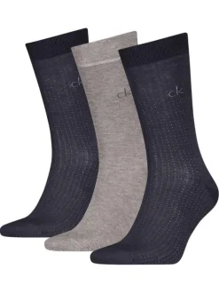 Lot de 3 paires de chaussettes hautes grises et marine en coton mélangé