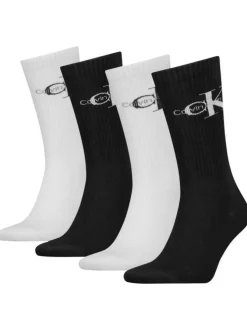 Lot de 4 paires de chaussettes hautes noires et blanches unies