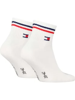 Lot de 2 paires de chaussettes basses en coton blanches rayées