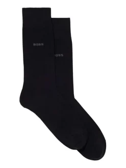 Lot de 2 paires de chaussettes hautes en coton mélangé noires unies