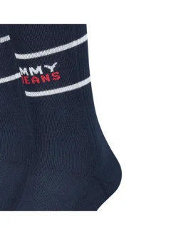 Lot de 2 paires de chaussettes hautes en coton biologique marine unies avec une coupe haute