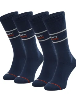 Lot de 2 paires de chaussettes hautes en coton biologique marine unies avec une coupe haute