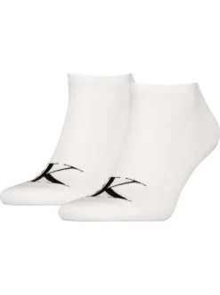 Lot de 2 paires de chaussettes basses blanches unies et monogrammes noirs