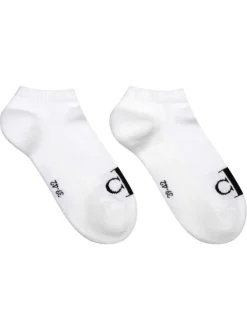 Lot de 2 paires de chaussettes basses blanches unies et monogrammes noirs