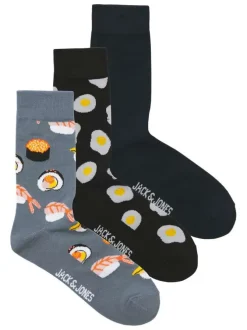 Lot de 3 paires de chaussettes hautes noires à motifs et avec une coupe haute