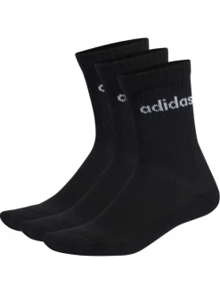 Lot de 3 paires de chaussettes hautes en coton noires ornées du nom de la marque