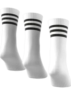 Lot de 3 paires de chaussettes hautes en coton blanc uni à logos noirs