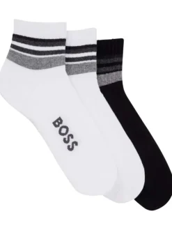 Lot de 3 paires de chaussettes basses en coton mélangé blanches unies