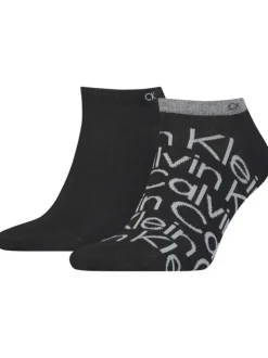 Lot de 2 paires de chaussettes basses noires avec monogramme sur le côté