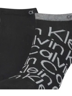 Lot de 2 paires de chaussettes basses noires avec monogramme sur le côté