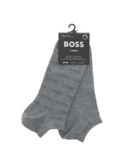 Lot de 2 paires de chaussettes basses grises chinés avec marque