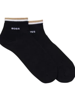 Lot de 2 paires de chaussettes basses en coton mélangé noires unies coupe courte