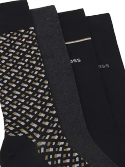 Lot de 4 paires de chaussettes hautes en coton mélangé noires unies