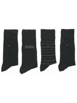 Lot de 4 paires de chaussettes hautes noires unies avec logo de la marque