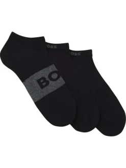 Lot de 3 paires de chaussettes basses et épaisses en coton noires