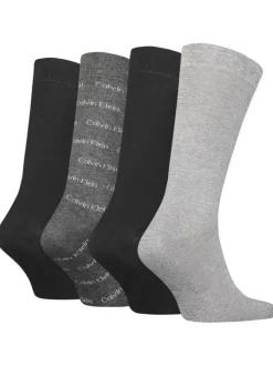Lot de 4 paires de chaussettes hautes noires et grises imprimées