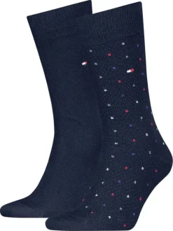 Lot de 2 paires de chaussettes en coton mélangé marine coupe haute