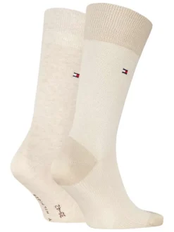 Lot de 2 paires de chaussettes hautes sable unies en coton mélangé