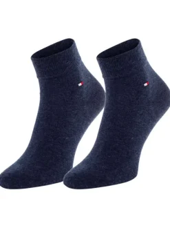 Lot de 2 paires de chaussettes basses en coton mélangé bleues unies avec logo