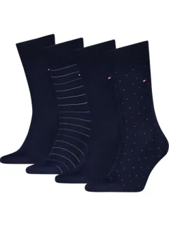 Lot de 4 paires de chaussettes hautes bleu marine unies et à motifs