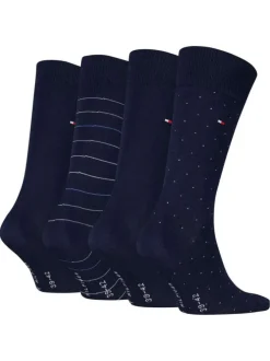 Lot de 4 paires de chaussettes hautes bleu marine unies et à motifs