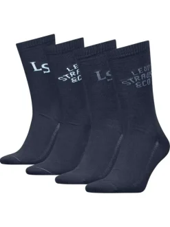 Lot de 4 paires de chaussettes hautes bleu marine en coton mélangé