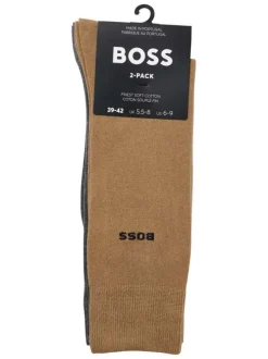 Lot de 2 paires de chaussettes hautes en coton beiges et grises unies