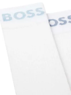 Lot de 2 paires de chaussettes blanches taille haute parées du logo "BOSS"