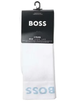 Lot de 2 paires de chaussettes blanches taille haute parées du logo "BOSS"