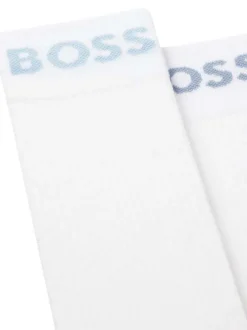 Lot de 2 paires de chaussettes blanches taille haute parées du logo 
