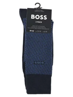 Lot de 2 paires de chaussettes hautes marine bicolore avec logo