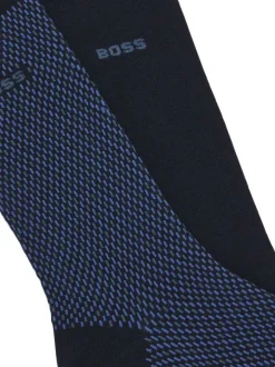 Lot de 2 paires de chaussettes hautes marine bicolore avec logo
