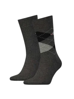 Lot de 2 paires de chaussettes hautes en coton anthracite