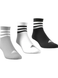 Lot de 3 paires de chaussettes logotypées mi-hautes en coton gris, noir et blanc