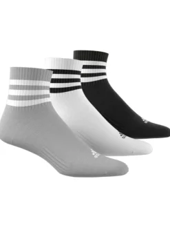 Lot de 3 paires de chaussettes logotypées mi-hautes en coton gris, noir et blanc
