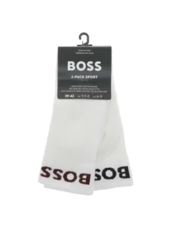 Lot de 2 paires de chaussettes hautes blanches unies avec marque noire