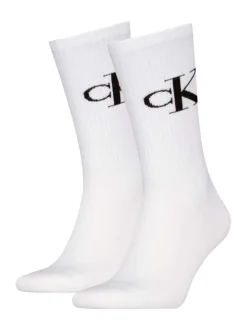 Lot de 2 paires de chaussettes hautes en coton mélangé blanches monogrammes