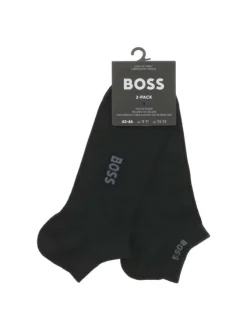 Lot de 2 paires de chaussettes basses noires unies avec haut en bord-côte