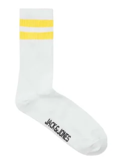 Lot de 5 paires de chaussettes hautes blanches unies avec rayures colorées