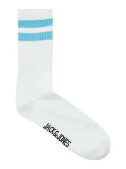 Lot de 5 paires de chaussettes hautes blanches unies avec rayures colorées