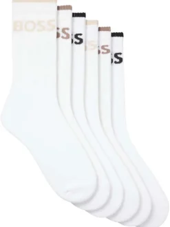 Lot de 6 paires de chaussettes en coton blanches unies à coupe haute