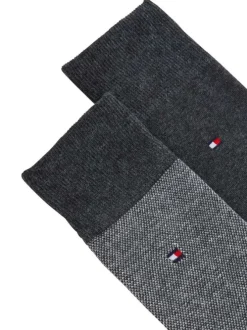 Lot de 2 paires de chaussettes hautes en coton mélangé anthracite coupe haute