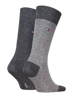 Lot de 2 paires de chaussettes hautes en coton mélangé anthracite coupe haute
